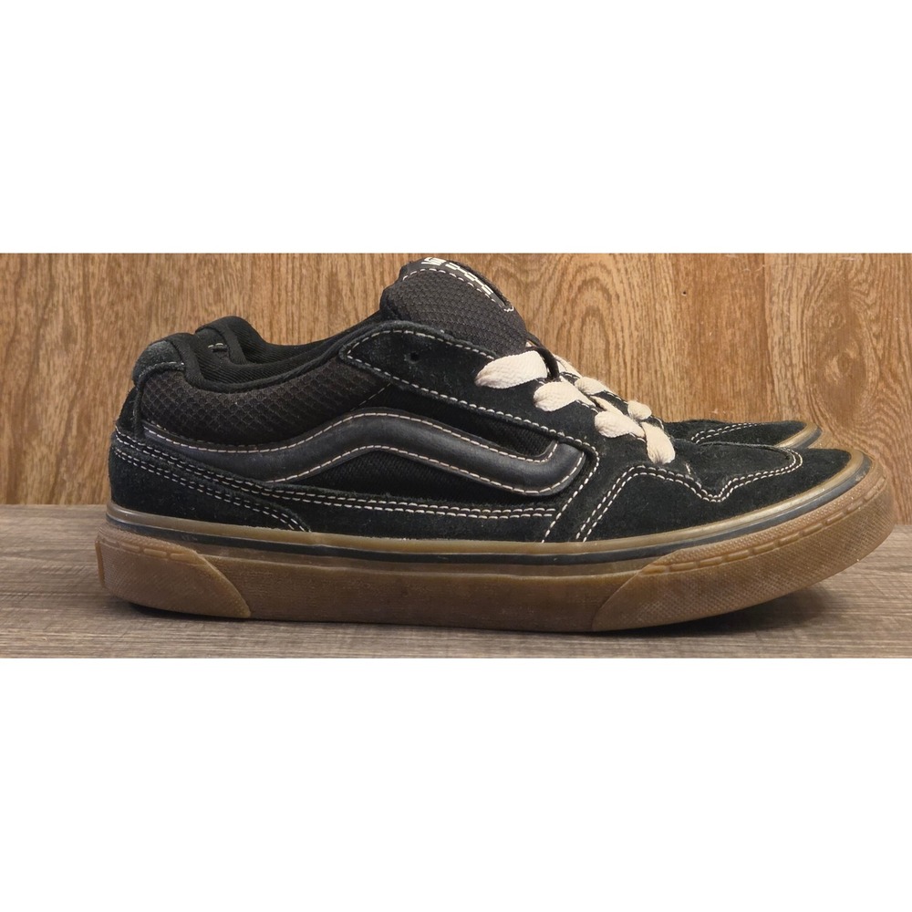 Vans Caldrone Suede Shoes Youth Size 5 Black Gum Sole